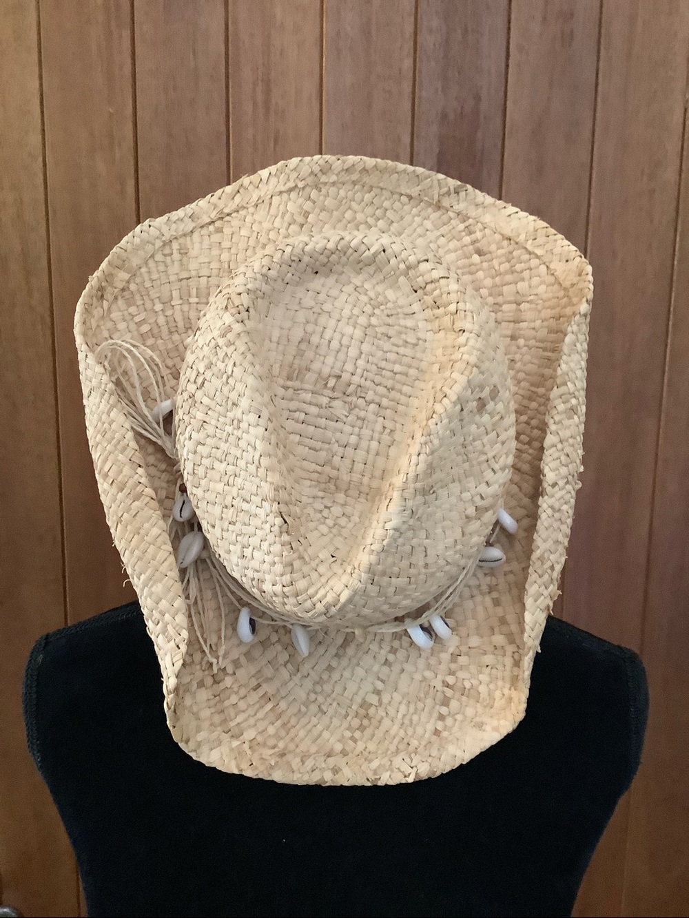 Dorfman Pacific Straw Cowboy Hat Cowrie Shell Boho Western Coastal Sun Hat OS